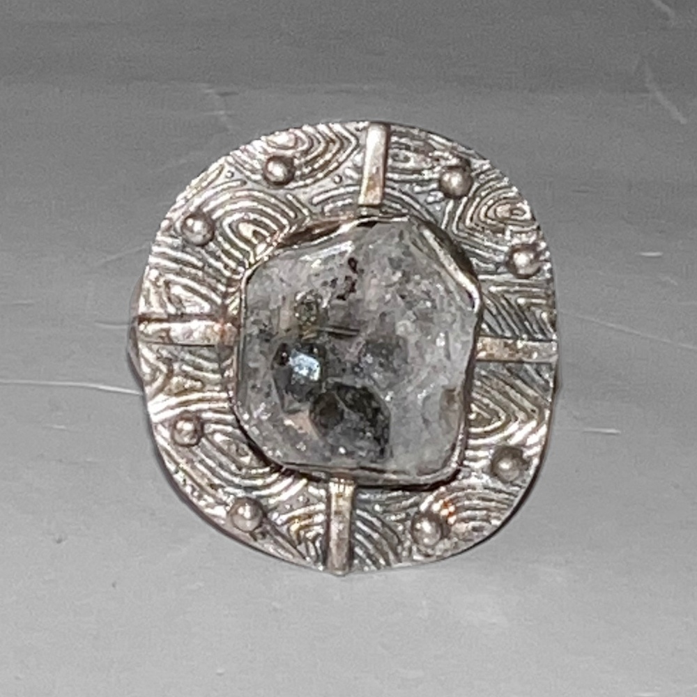 Rustic Raw Herkimer Diamond Ring - image 1